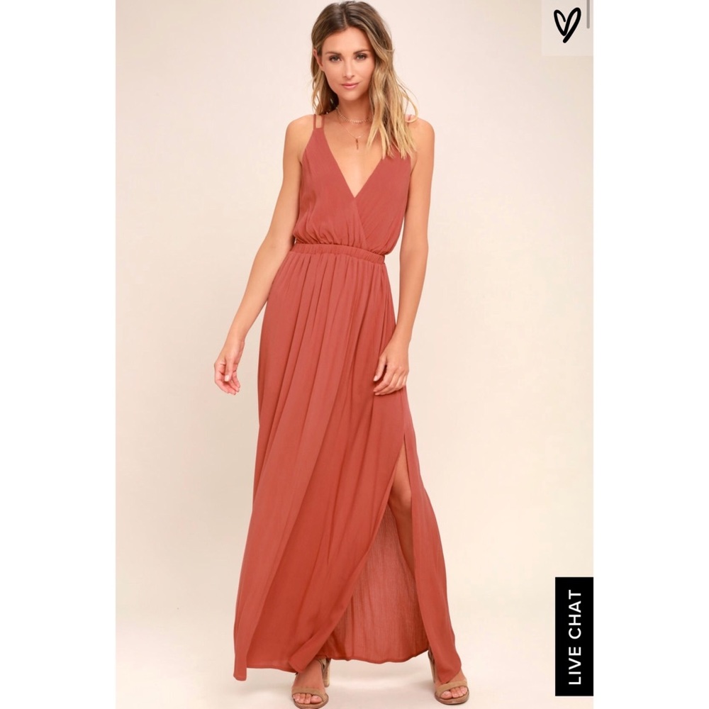 Lulu’s Dusty Rose Backless Maxi Dress Size Small